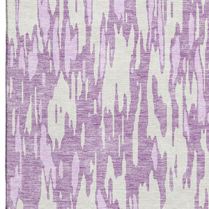 HomeRoots 5' X 8' Stylish Lavender and Ivory Abstract Washable Area Rug with Stain Resistance & UV Shield 675176