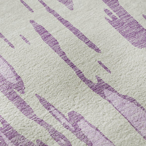 HomeRoots 8' Lavender and Ivory Abstract Round Washable Rug - UV Protected, Durable, Easy-Care for Busy Homes 675177