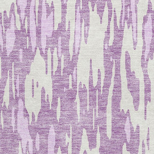 HomeRoots 8' X 10' Elegant Lavender & Ivory Abstract Washable Area Rug with UV Protection for Modern Spaces 675178
