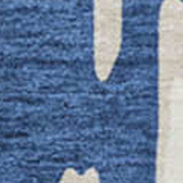 HomeRoots 8' Navy Blue and Ivory Abstract Round Rug - Washable, UV-Protected, Stylish & Durable for Homes 675183