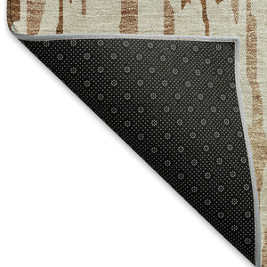 HomeRoots 5' X 8' Abstract Washable Area Rug in Rust and Ivory – Durable, Stain-Resistant, UV Protected Design 675188