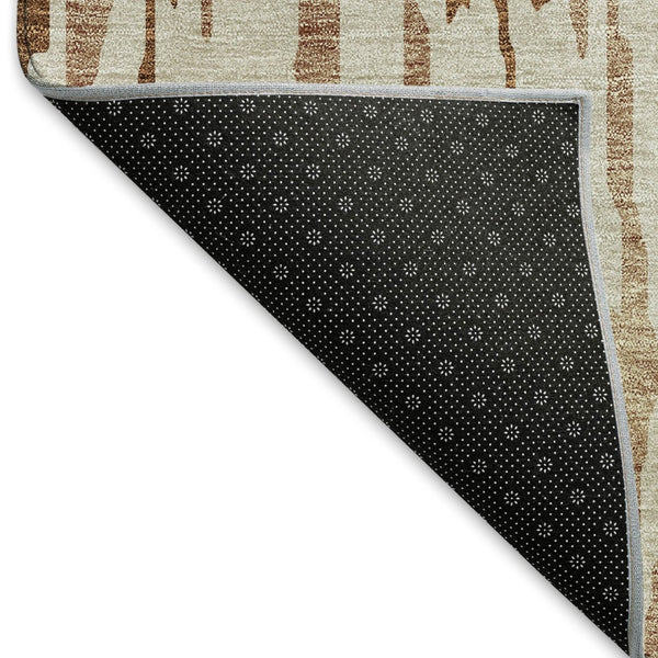 HomeRoots 5' X 8' Abstract Washable Area Rug in Rust and Ivory – Durable, Stain-Resistant, UV Protected Design 675188