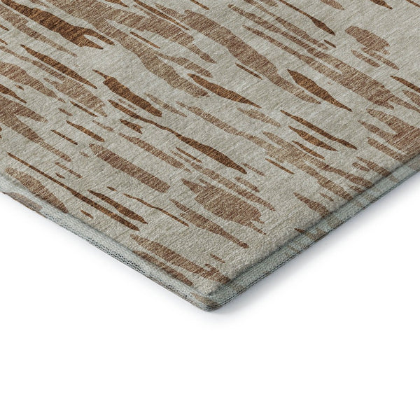 HomeRoots 5' X 8' Abstract Washable Area Rug in Rust and Ivory – Durable, Stain-Resistant, UV Protected Design 675188