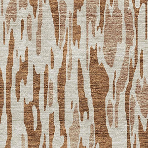 HomeRoots 5' X 8' Abstract Washable Area Rug in Rust and Ivory – Durable, Stain-Resistant, UV Protected Design 675188