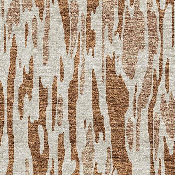 HomeRoots 5' X 8' Abstract Washable Area Rug in Rust and Ivory – Durable, Stain-Resistant, UV Protected Design 675188
