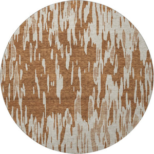 HomeRoots 8' Washable Round Rug in Rust and Ivory - Durable, Stain-Resistant with UV Protection for All Spaces 675189