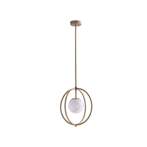 Wildwood Donata Italian Pendant With Marbleized Bronze Glass & Antique Brass Cage — Sculptural Ambient Light 67519