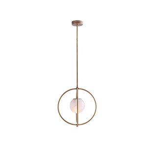 Wildwood Donata Italian Pendant With Marbleized Bronze Glass & Antique Brass Cage — Sculptural Ambient Light 67519