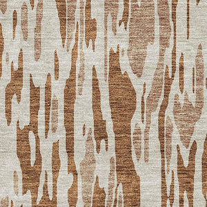 HomeRoots 8' X 10' Washable Rust and Ivory Abstract Area Rug with UV Protection for Modern Living Spaces 675190