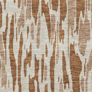 HomeRoots 9' X 12' Modern Rust and Ivory Abstract Area Rug - Washable, Stain Resistant, UV Protected Comfort 675191