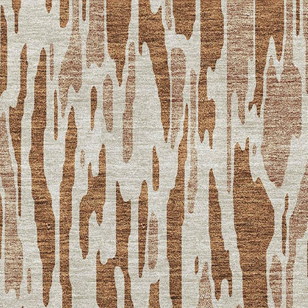 HomeRoots 9' X 12' Modern Rust and Ivory Abstract Area Rug - Washable, Stain Resistant, UV Protected Comfort 675191
