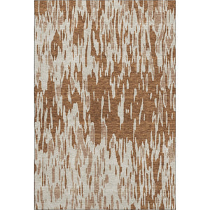 HomeRoots 10' X 14' Contemporary Rust & Ivory Abstract Washable Area Rug with UV Protection for High Traffic Areas 675192