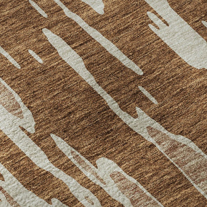 HomeRoots 10' X 14' Contemporary Rust & Ivory Abstract Washable Area Rug with UV Protection for High Traffic Areas 675192