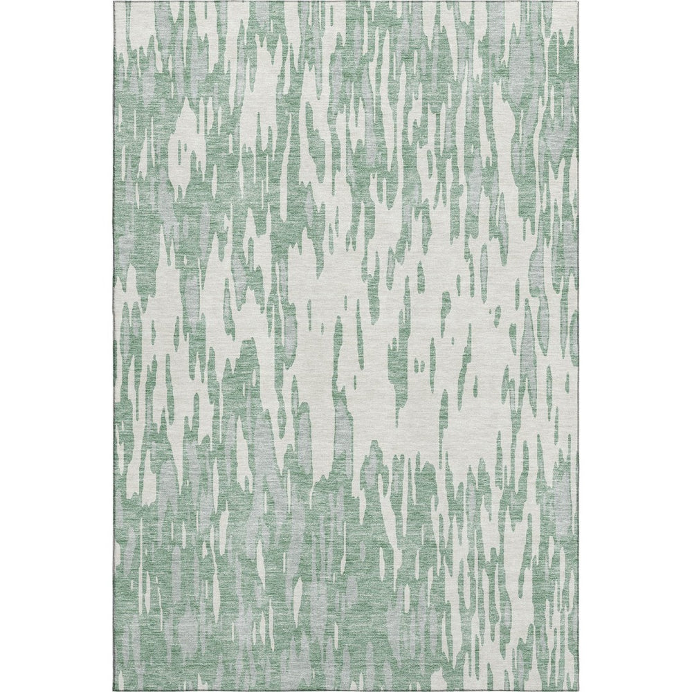 HomeRoots 10' X 14' Sage and Ivory Abstract Area Rug – Washable, UV-Protected, Stain-Resistant for Family Spaces 675198