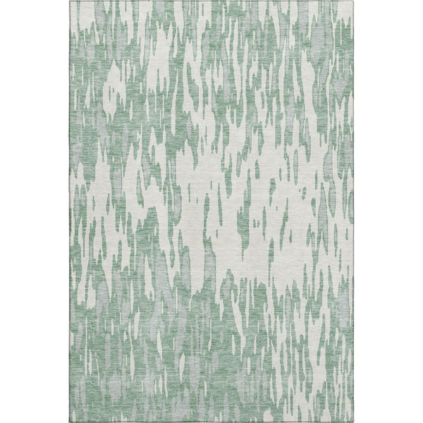 HomeRoots 10' X 14' Sage and Ivory Abstract Area Rug – Washable, UV-Protected, Stain-Resistant for Family Spaces 675198