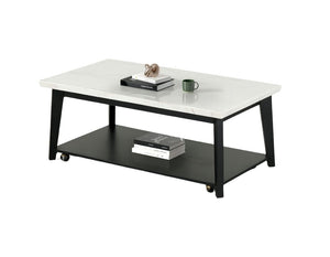 English Elm Contemporary 3-Piece Table Set With Marble Tops, Open Storage, And Stylish Black-White Finish B2741S00645