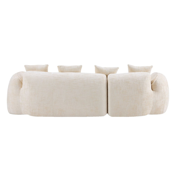 English Elm Beige Chenille L-shaped Sectional Sofa with Chaise Deep Seating and Curved Armrests Beige W3612S00017