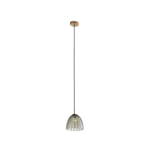 Wildwood Caterina Hand-Blown Aubergine Pendant Light With Fluted Dome And Antique Brass Accent For Dining Spaces Black 67520