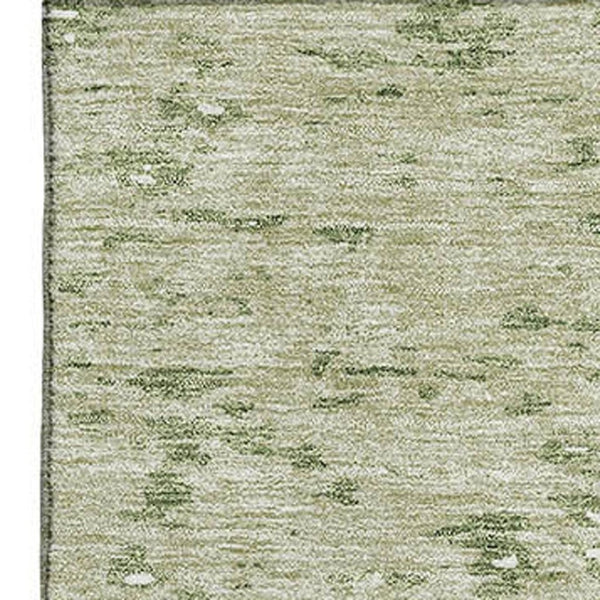 HomeRoots 8' X 10' Artichoke Green & Ivory Abstract Washable Area Rug – UV Protected, Durable & Stylish Design 675202