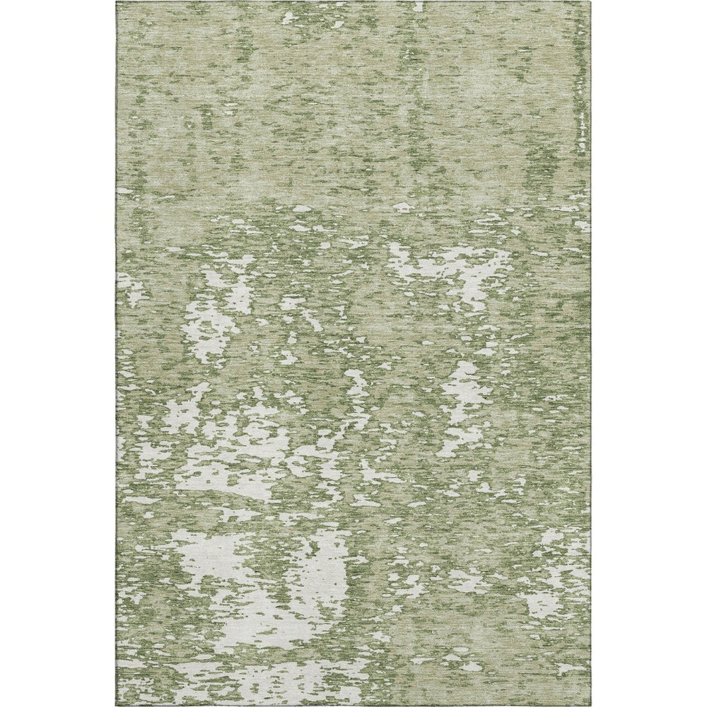 HomeRoots 9' X 12' Stylish Artichoke Green & Ivory Abstract Washable Area Rug with UV Protection & Durability 675203