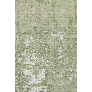 HomeRoots 10' X 14' Artichoke Green & Ivory Abstract Washable Area Rug with UV Protection for Modern Spaces 675204