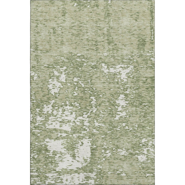 HomeRoots 10' X 14' Artichoke Green & Ivory Abstract Washable Area Rug with UV Protection for Modern Spaces 675204
