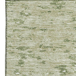 HomeRoots 10' X 14' Artichoke Green & Ivory Abstract Washable Area Rug with UV Protection for Modern Spaces 675204
