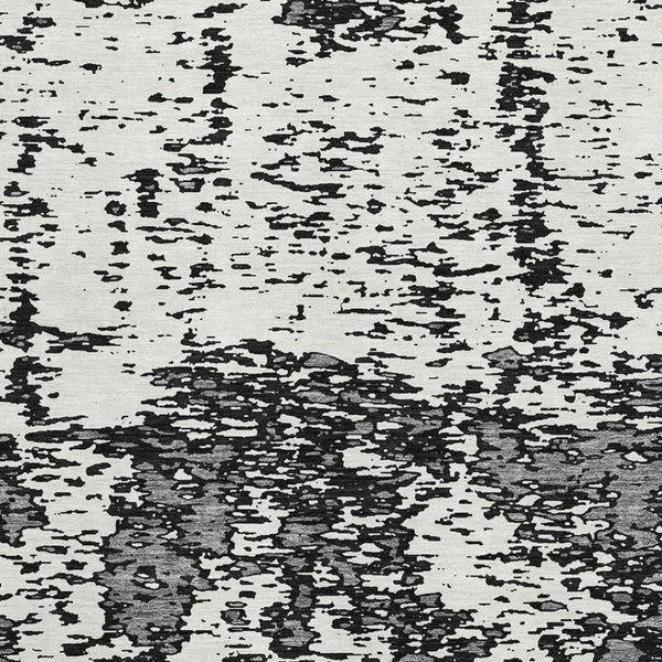 HomeRoots 5' X 8' Black and Ivory Abstract Area Rug - Stylish, Washable, UV Protected for Modern Spaces 675206
