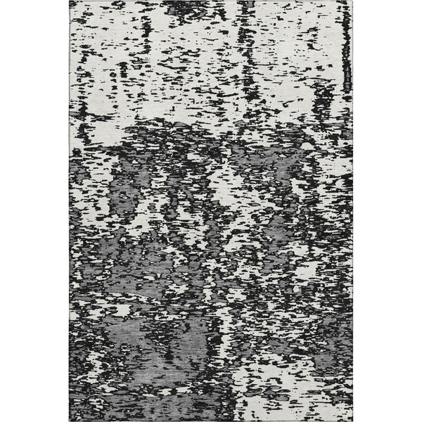 HomeRoots 8' X 10' Black And Ivory Abstract Washable Area Rug - Durable, Stylish, UV Protected for High-Traffic Homes 675208