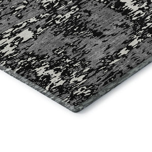 HomeRoots 8' X 10' Black And Ivory Abstract Washable Area Rug - Durable, Stylish, UV Protected for High-Traffic Homes 675208