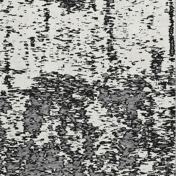 HomeRoots 8' X 10' Black And Ivory Abstract Washable Area Rug - Durable, Stylish, UV Protected for High-Traffic Homes 675208