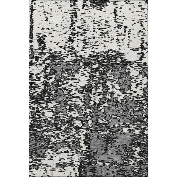 HomeRoots 8' X 10' Black And Ivory Abstract Washable Area Rug - Durable, Stylish, UV Protected for High-Traffic Homes 675208