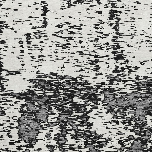 HomeRoots 9' X 12' Black and Ivory Abstract Washable Area Rug - Modern Design with UV Protection & Easy Care 675209