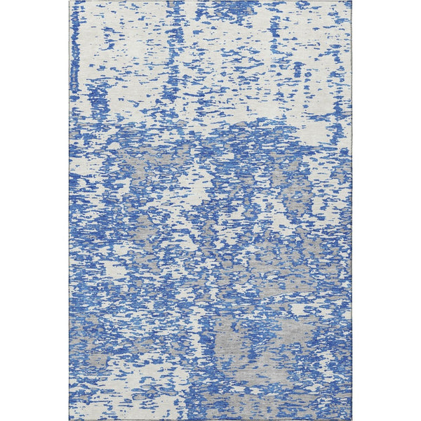 HomeRoots 5' X 8' Blue And Ivory Abstract Area Rug - Washable, UV Protected, Stylish & Durable for Any Room 675212