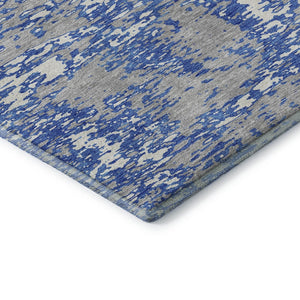 HomeRoots 8' Blue and Ivory Abstract Round Rug – Washable, UV Protected, Stylish for Busy Homes & Kids 675213