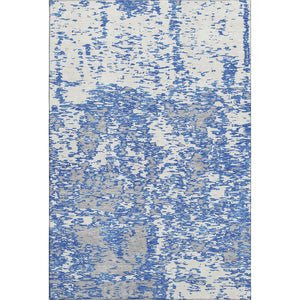 HomeRoots 8' X 10' Stylish Blue & Ivory Abstract Washable Area Rug with UV Protection for Modern Homes 675214
