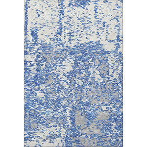 HomeRoots 9' X 12' Blue and Ivory Abstract Washable Area Rug - Durable, UV-Protected, Stylish for Any Room 675215