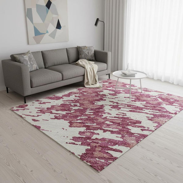HomeRoots 5' X 8' Blush & Ivory Abstract Washable Area Rug - Durable, Soft, UV-Protected for High-Traffic Spaces 675218