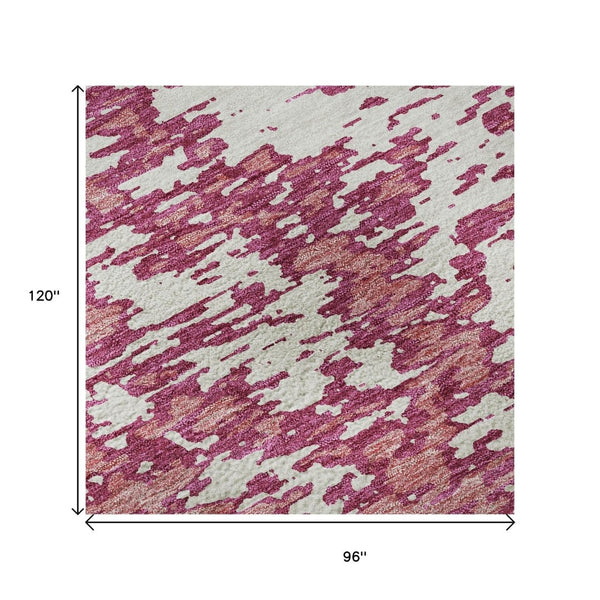 HomeRoots 8' X 10' Blush & Ivory Abstract Area Rug - Washable, UV-Protected, Ideal for Busy Homes & Kids 675220