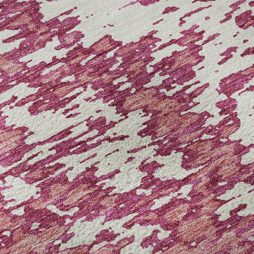 HomeRoots 10' X 14' Blush & Ivory Abstract Area Rug – Washable, UV-Protected, Stylish for Family Homes 675222
