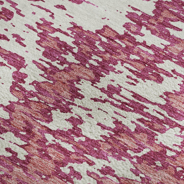 HomeRoots 10' X 14' Blush & Ivory Abstract Area Rug – Washable, UV-Protected, Stylish for Family Homes 675222