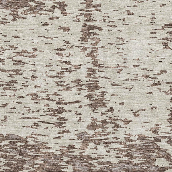 HomeRoots 5' X 8' Brown and Beige Abstract Area Rug - Washable, UV-Resistant, Perfect for Family Spaces! 675224