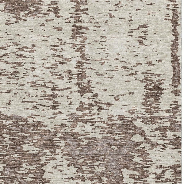 HomeRoots 5' X 8' Brown and Beige Abstract Area Rug - Washable, UV-Resistant, Perfect for Family Spaces! 675224