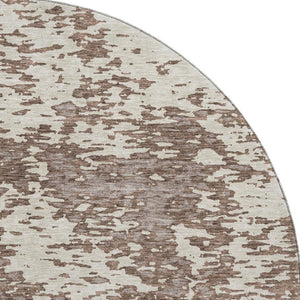 HomeRoots 8' Brown and Beige Abstract Round Rug - Washable, UV Protected, Stain Resistant for Everyday Homes 675225