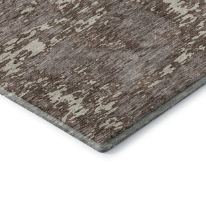 HomeRoots 9' X 12' Brown & Beige Abstract Area Rug – Washable, UV Protected, Durable, Ideal for Family Homes 675227