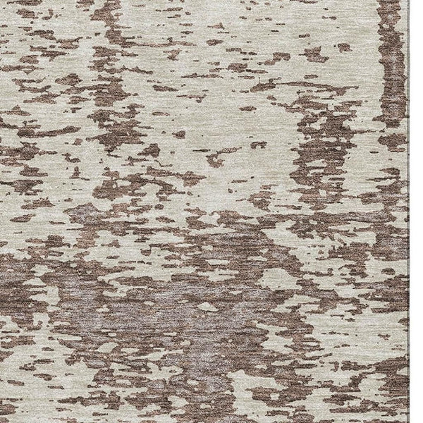 HomeRoots 9' X 12' Brown & Beige Abstract Area Rug – Washable, UV Protected, Durable, Ideal for Family Homes 675227