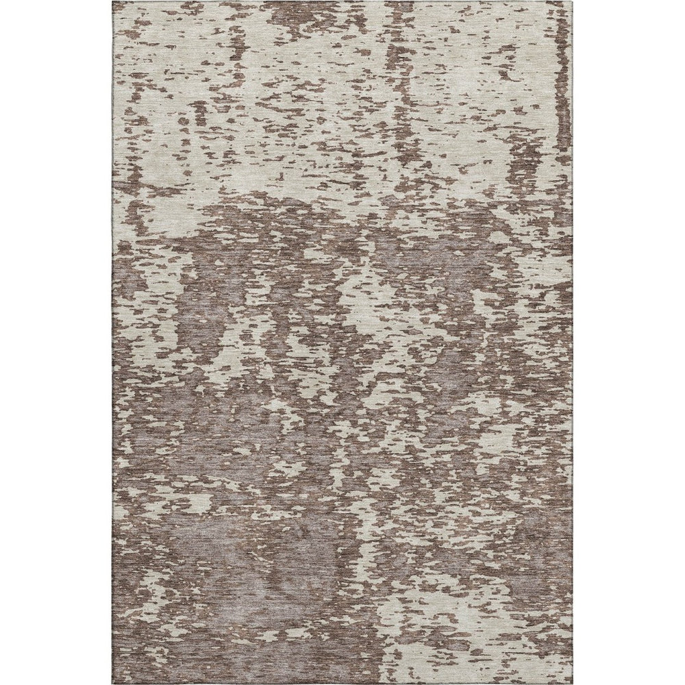 HomeRoots 10' X 14' Abstract Washable Area Rug in Brown & Beige – Durable, UV-Protected Style for Your Space 675228