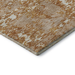 HomeRoots 8' X 10' Copper and Ivory Abstract Washable Area Rug – Stylish, Durable, UV Protected for Any Space! 675232
