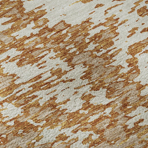 HomeRoots 8' X 10' Copper and Ivory Abstract Washable Area Rug – Stylish, Durable, UV Protected for Any Space! 675232