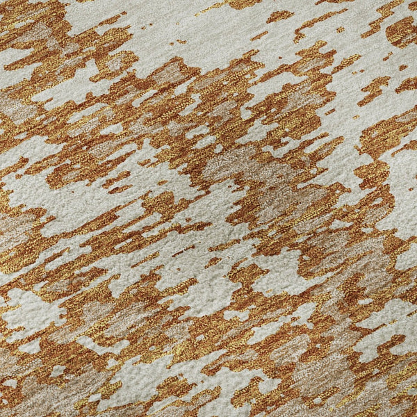 HomeRoots 8' X 10' Copper and Ivory Abstract Washable Area Rug – Stylish, Durable, UV Protected for Any Space! 675232
